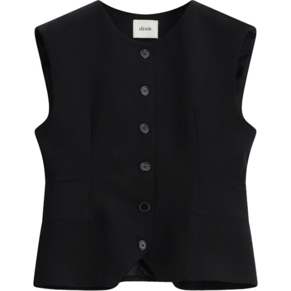 Gilet da donna in nero pece monopetto senza maniche Dixie Dixie