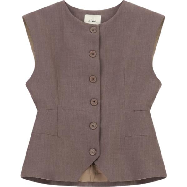 Gilet da donna in marrone scuro monopetto senza maniche Dixie Dixie