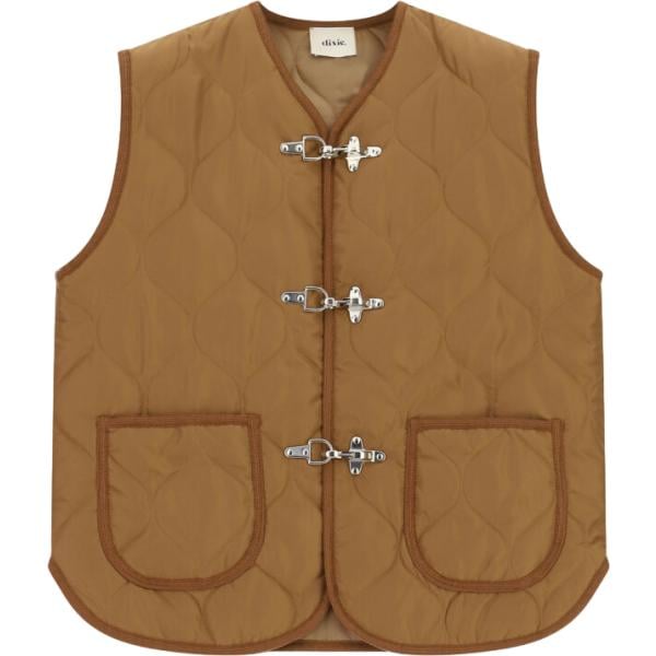 Piumino da donna in marrone chiaro senza maniche Dixie Dixie