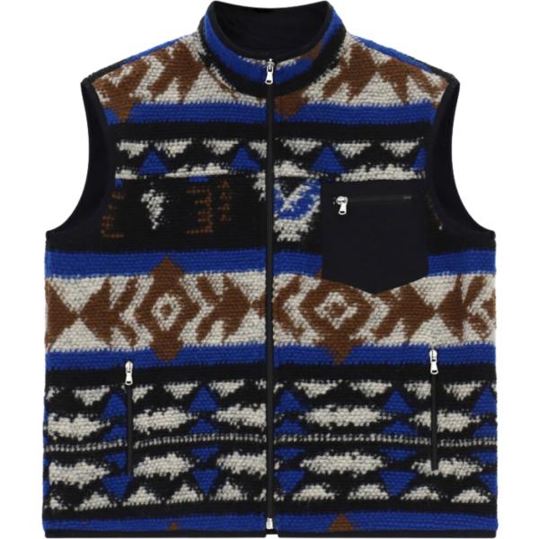 Piumino da donna in blu scuro geometrica senza maniche con zip Dixie