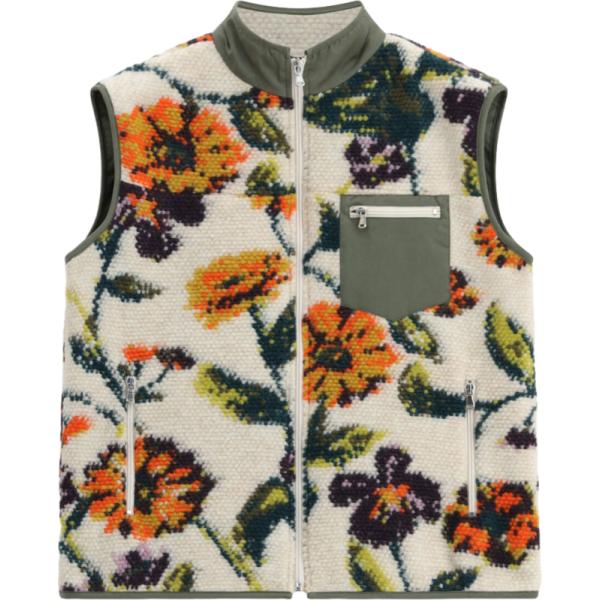 Piumino da donna in bianco avorio a fiori collo a dolcevita senza maniche con zip Dixie