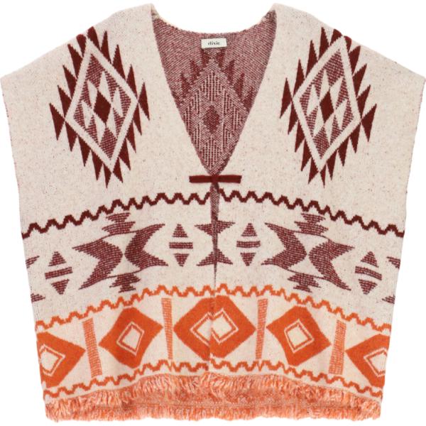 Cappotto da donna in viola chiaro geometrica con frange Dixie