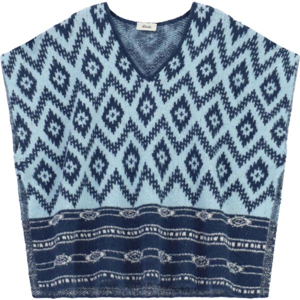 Mantella da donna in blu scuro geometrica collo a v Dixie