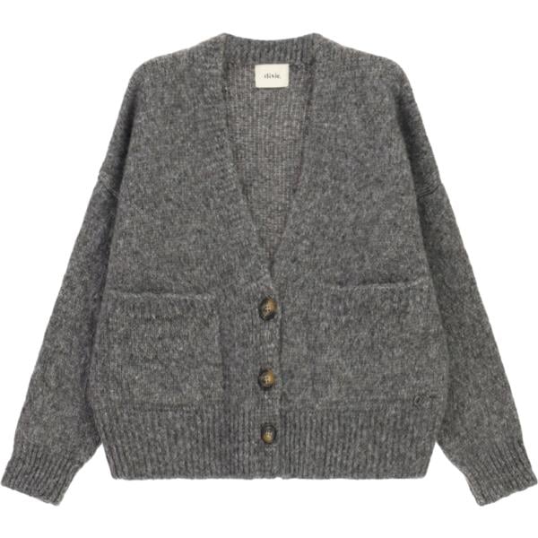 Cardigan da donna in grigio scuro corto con bottoni Dixie Dixie