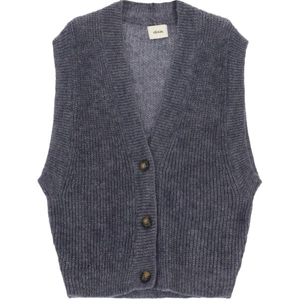 Gilet da donna in grigio scuro collo a v senza maniche Dixie