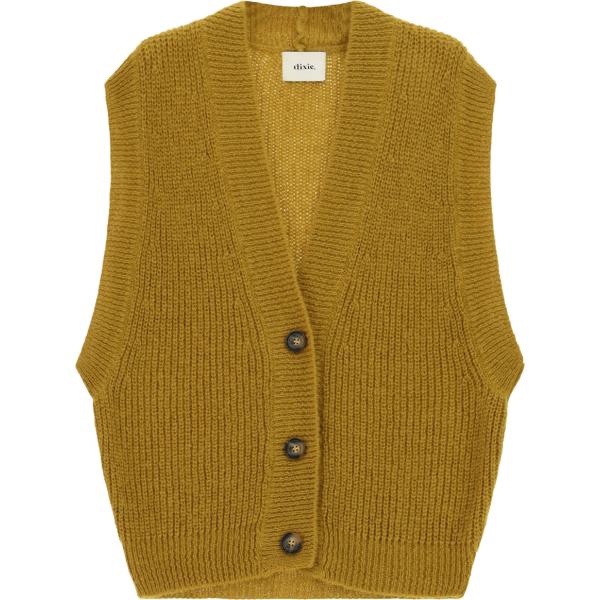 Gilet da donna in marrone chiaro collo a v senza maniche Dixie