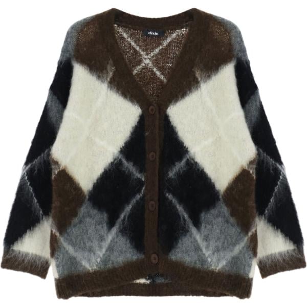 Cardigan da donna in marrone scuro a maniche lunghe Dixie