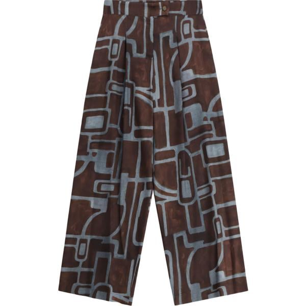 pantaloni a palazzo Dixie marrone geometrica