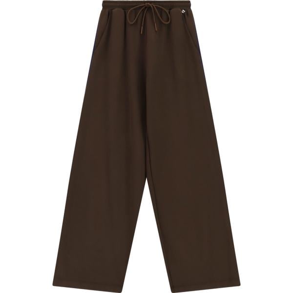 Pantaloni a palazzo da donna in marrone scuro lungo a vita alta con coulisse Dixie