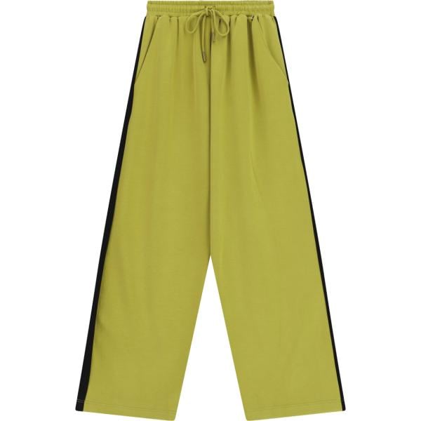 Pantaloni a palazzo da donna in verde oliva lungo a vita alta con coulisse Dixie