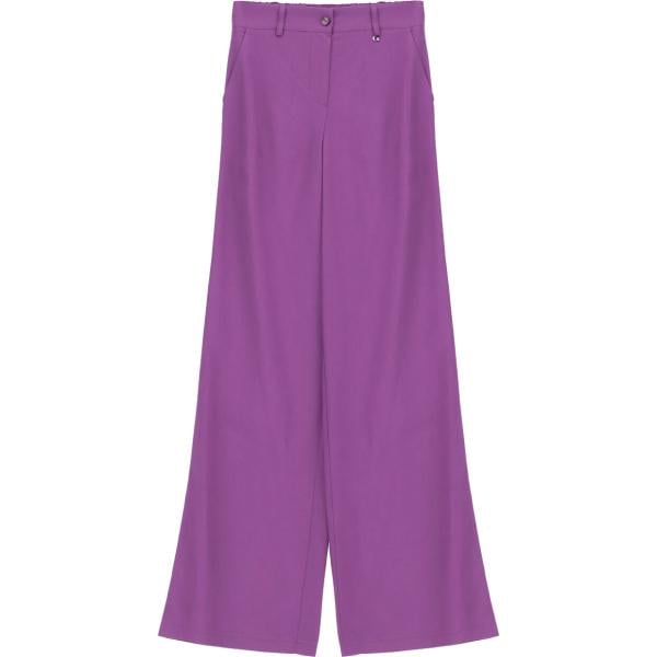 Pantaloni a palazzo da donna in viola scuro a vita alta Dixie