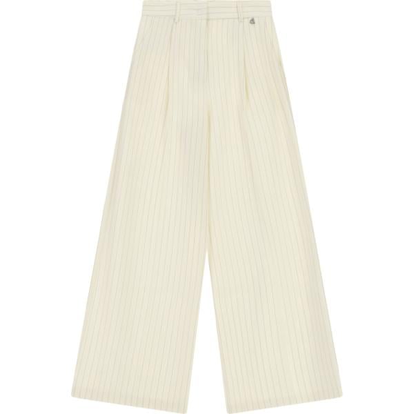 Pantaloni a palazzo da donna in bianco avorio a righe a vita alta Dixie