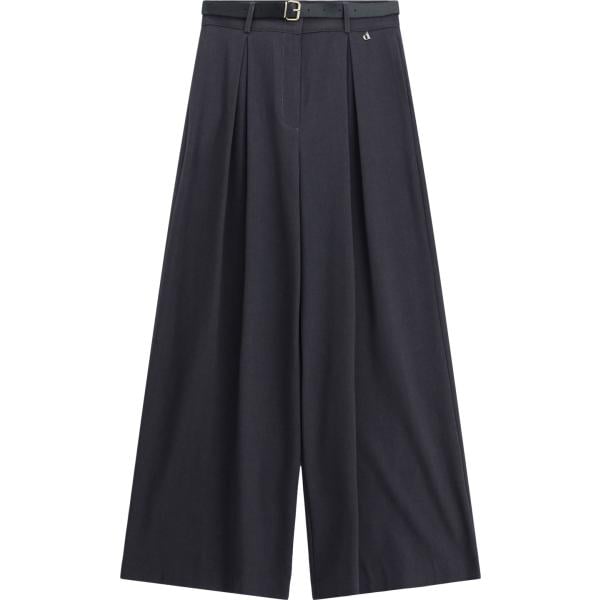 Pantaloni a palazzo da donna in nero pece a vita alta con cintura Dixie