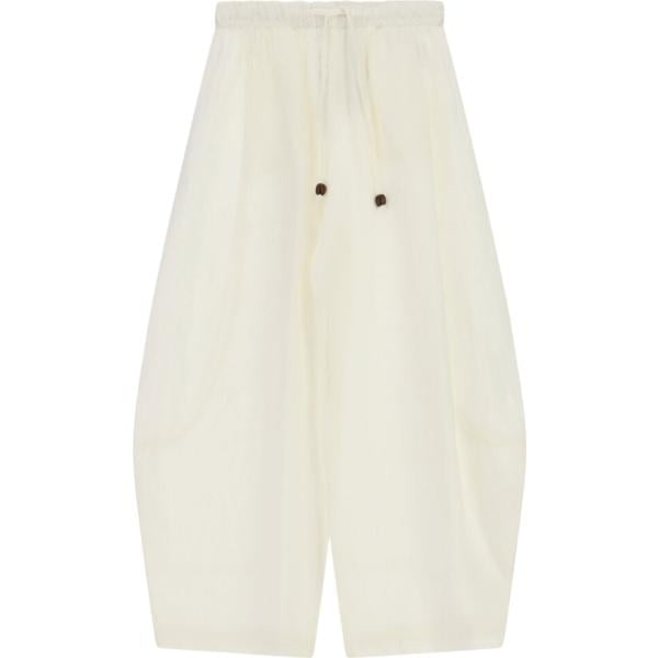 Pantaloni da donna in bianco neve a vita alta con coulisse Dixie