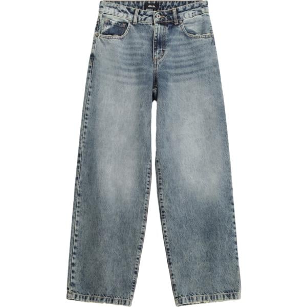 Jeans dritti da donna in grigio scuro a vita alta in denim Dixie