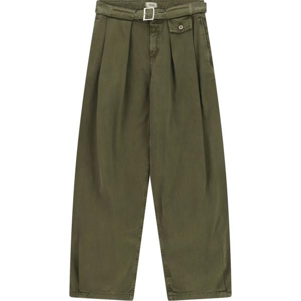 Pantaloni a palazzo da donna in verde oliva a vita alta con cintura Dixie