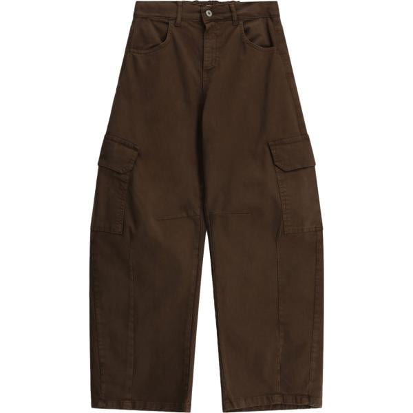 Pantaloni cargo da donna in marrone scuro a vita alta Dixie