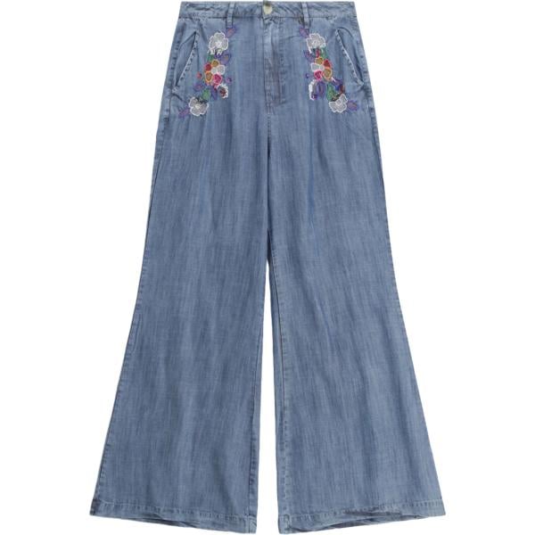 pantaloni a palazzo Dixie blu a fiori