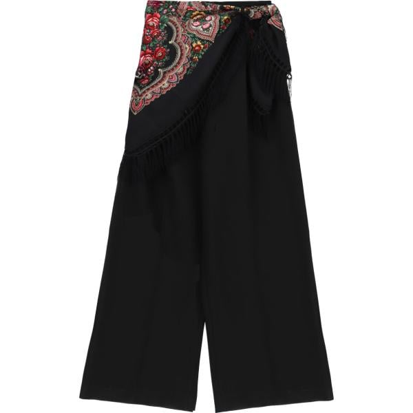 Pantaloni a palazzo da donna in nero pece con frange a vita alta Dixie