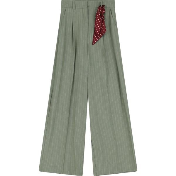 pantaloni a palazzo Dixie verde a righe