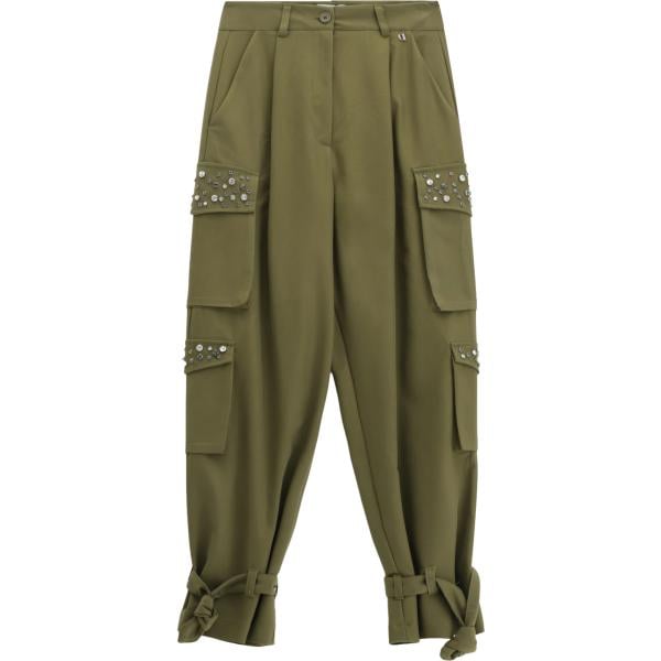 pantaloni cargo da donna in verde oliva a vita alta Dixie