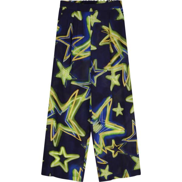 pantaloni a palazzo Dixie blu con stampe