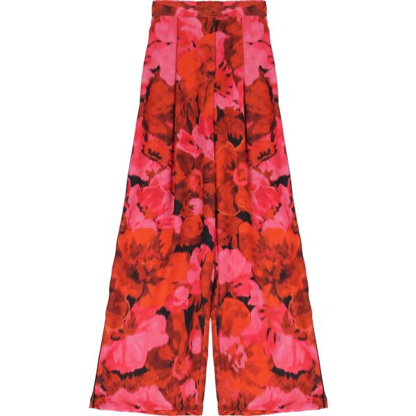pantaloni a palazzo Dixie rosso a fiori