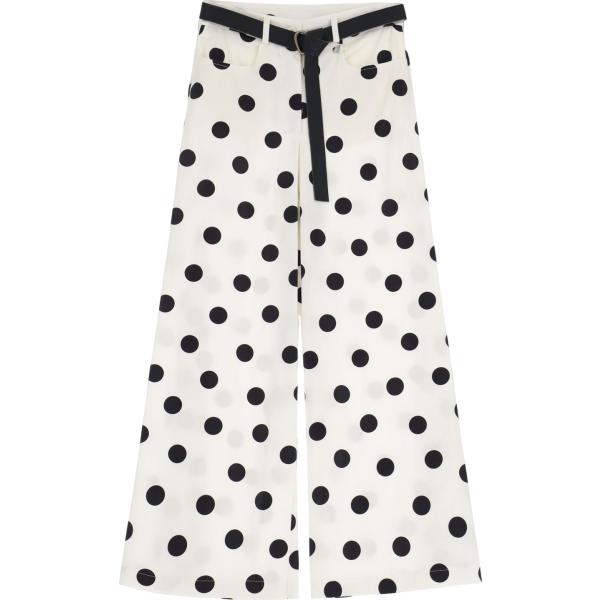 pantaloni a palazzo Dixie bianco a pois