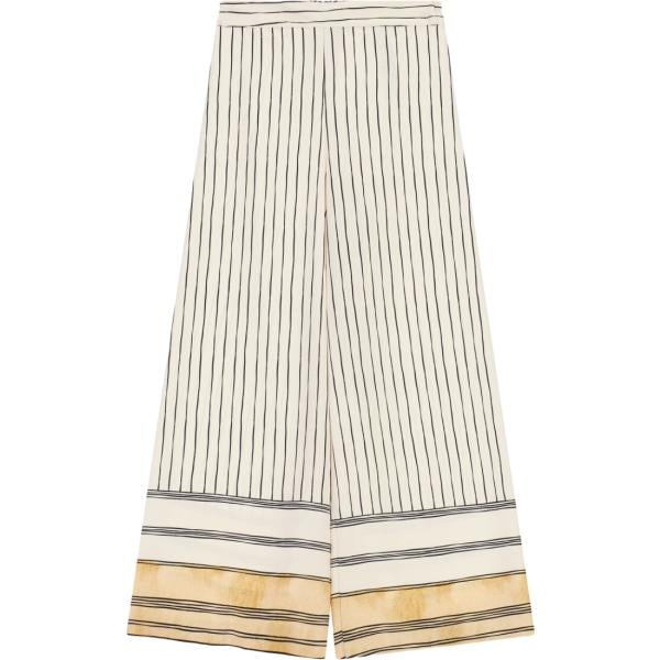 Pantaloni a palazzo da donna in bianco avorio a righe a vita alta Dixie