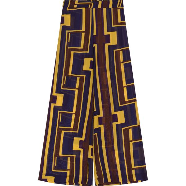 pantaloni a palazzo Dixie blu geometrica