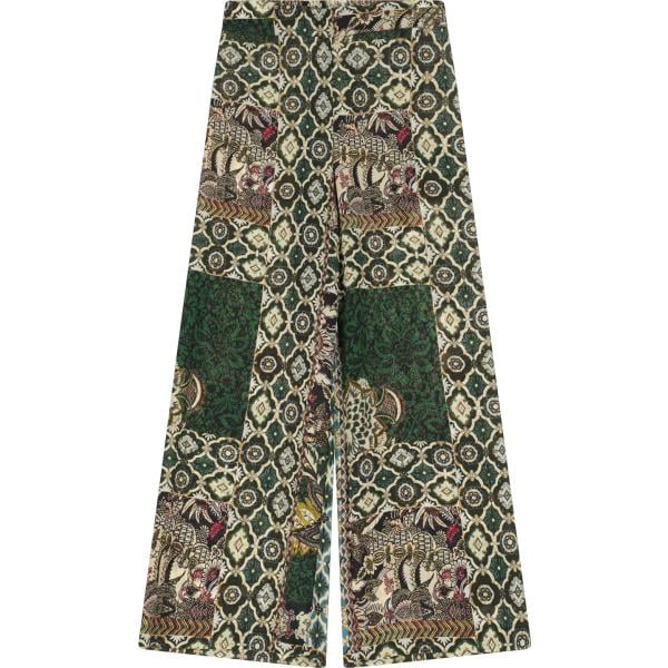 pantaloni a palazzo Dixie verde geometrica