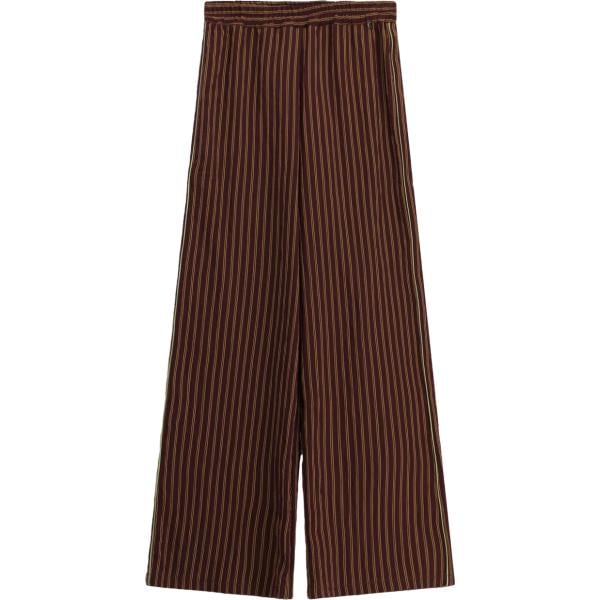 Pantaloni a palazzo da donna in marrone scuro a righe a vita alta Dixie