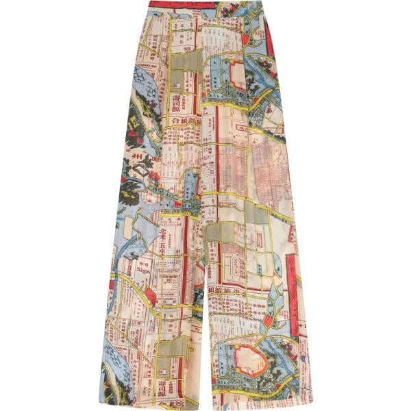 pantaloni a palazzo Dixie marrone con stampe