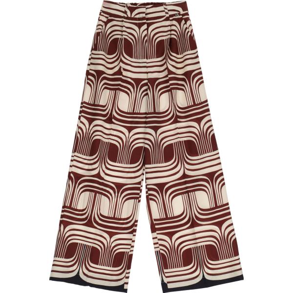 pantaloni a palazzo Dixie marrone geometrica