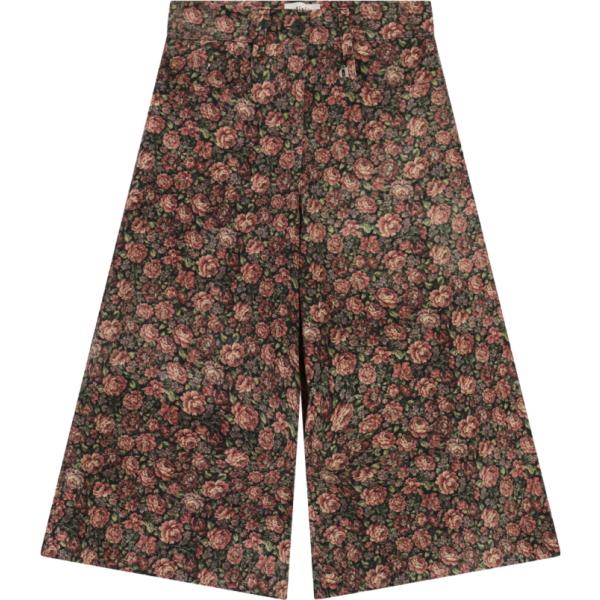 Pantaloni a palazzo da donna in marrone scuro con stampe a vita alta Dixie