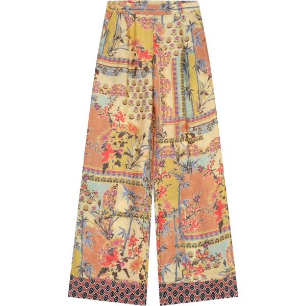 pantaloni a palazzo Dixie marrone con stampe
