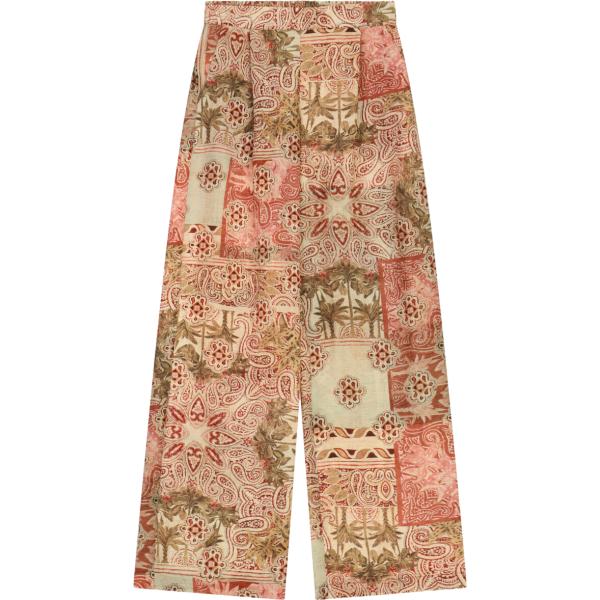pantaloni a palazzo Dixie marrone con stampe