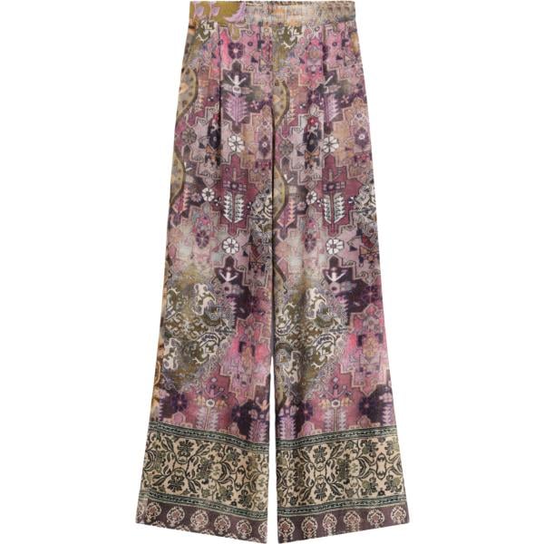 pantaloni a palazzo Dixie marrone con stampe