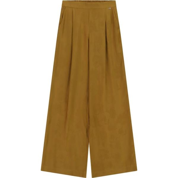 Pantaloni a palazzo da donna in marrone scuro con stampe a vita alta Dixie