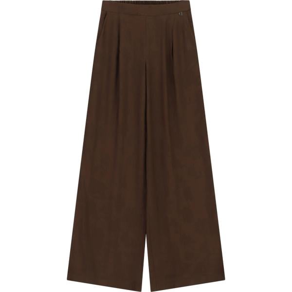 Pantaloni a palazzo da donna in marrone scuro con stampe a vita alta Dixie