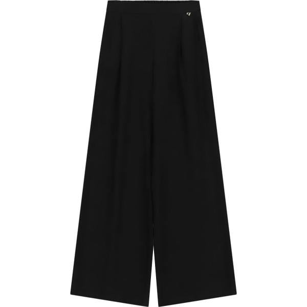 Pantaloni a palazzo da donna in nero pece con stampe a vita alta Dixie