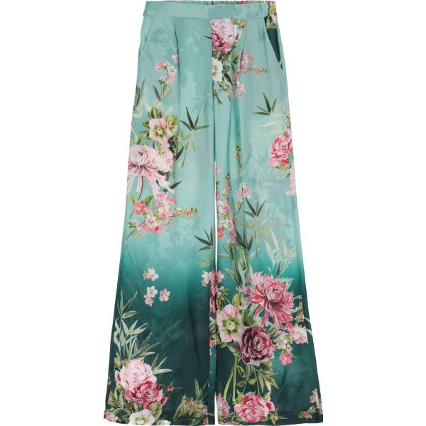 pantaloni Dixie verde a fiori