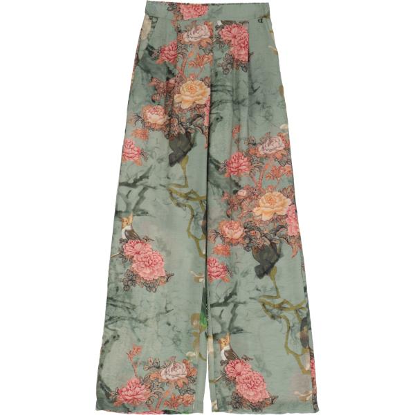 pantaloni Dixie verde a fiori
