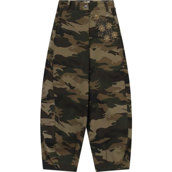 Pantaloni a palazzo da donna in nero pece military Dixie