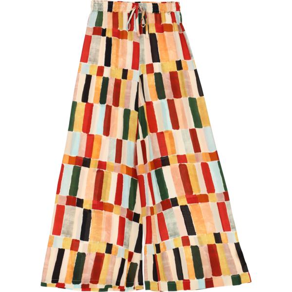 pantaloni a palazzo Dixie marrone con stampe