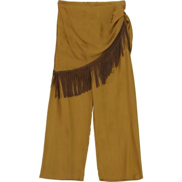 Pantaloni a palazzo da donna in marrone scuro con stampe con frange Dixie