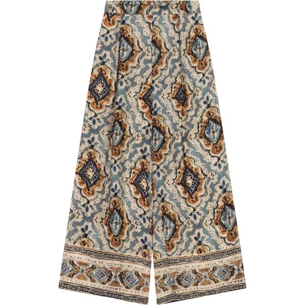 Pantaloni a palazzo da donna in grigio scuro con stampe a vita alta Dixie