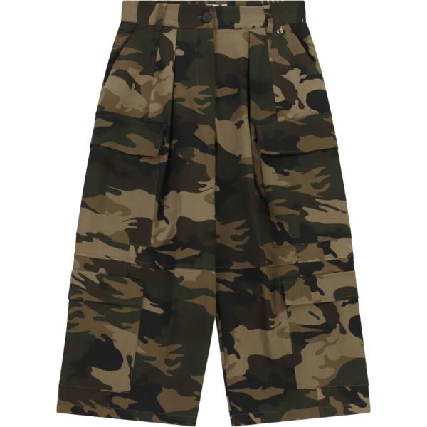 Pantaloni cargo da donna in nero pece con stampe cropped a vita alta Dixie