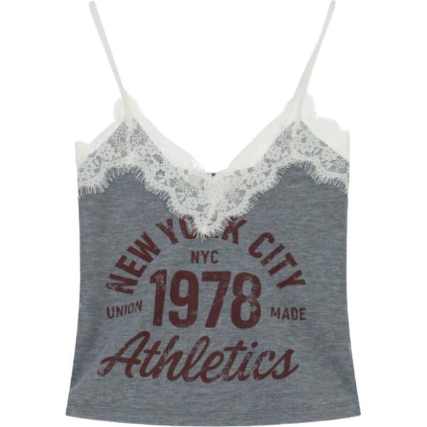 top Dixie grigio con stampe