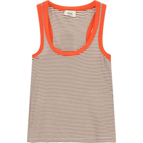 Canottiera da donna in beige sabbia a righe girocollo Dixie